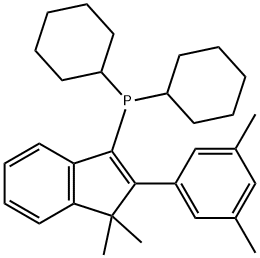 dicyclohexyl[2-(3,5-dimethylphenyl)-1,1-dimethyl-1H-inden-3-yl]Phosphine,1883370-00-0,结构式