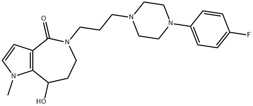 Pyrrolo[3,2-c]azepin-4(1H)-one, 5-[3-[4-(4-fluorophenyl)-1-piperazinyl]propyl]-5,6,7,8-tetrahydro-8-hydroxy-1-methyl- 化学構造式