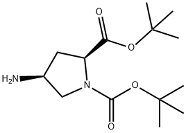 1,2-Pyrrolidinedicarboxylic acid, 4-amino-, 1,2-bis(1,1-dimethylethyl) ester, (2S,4S)- Structure