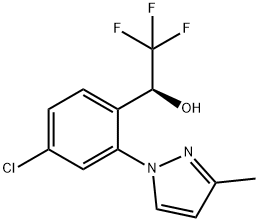 (S)-1-(4-chloro-2-(3-methyl-1H-pyrazol-1-yl)phenyl)-2,2,2-trifluoroethan-1-ol 化学構造式