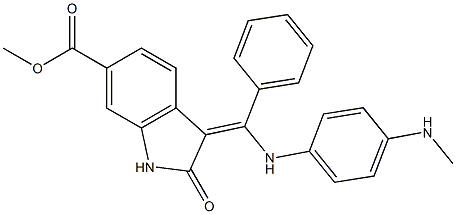 (Z)-methyl 3-(((4-(methylamino)phenyl)amino)(phenyl)methylene)-2-oxoindoline-6-carboxylate 化学構造式