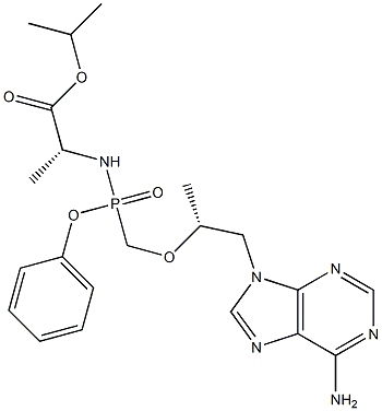 (R)-丙胺酸异丙酯2-{(S)-[((R)-1-(6-氨基-9H-嘌呤-9-基）-1-甲基乙氧基]甲基}-苯氧基磷酰基 结构式