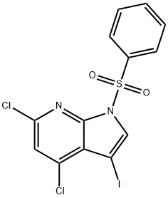 1-(benzenesulfonyl)-4,6-dichloro-3-iodo-1H-pyrrolo[2,3-b]pyridine 结构式