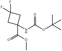 1-tert-Butoxycarbonylamino-3,3-difluoro-cyclobutanecarboxylic acid methyl ester Struktur