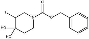 benzyl 3-fluoro-4,4-dihydroxypiperidine-1-carboxylate 化学構造式