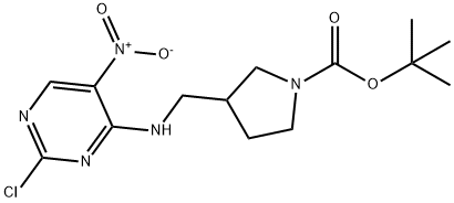 1-Pyrrolidinecarboxylic acid, 3-[[(2-chloro-5-nitro-4-pyrimidinyl)amino]methyl]-, 1,1-dimethylethyl ester Structure