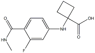 1-((3-fluoro-4-(methylcarbamoyl)phenyl)amino)cyclobutanecarboxylic acid Structure