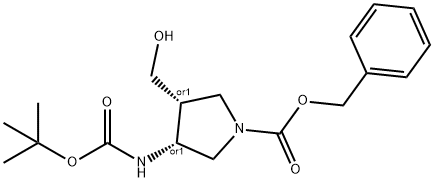 顺式-1-CBZ-3-(BOC-氨基)-4-(羟甲基)吡咯烷, 246510-67-8, 结构式