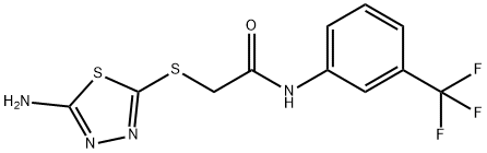 2-[(5-amino-1,3,4-thiadiazol-2-yl)sulfanyl]-N-[3-(trifluoromethyl)phenyl]acetamide 化学構造式