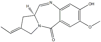 5H-Pyrrolo[2,1-c][1,4]benzodiazepin-5-one,2-ethylidene-1,2,3,11a-tetrahydro-8-hydroxy-7-methoxy-, (2E,11aS)- Struktur