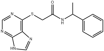 N-(1-phenylethyl)-2-(7H-purin-6-ylsulfanyl)acetamide 化学構造式
