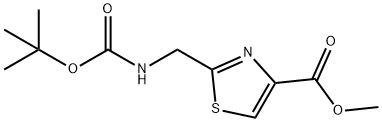 2-(Tert-Butoxycarbonylamino-Methyl)-Thiazole-4-Carboxylic Acid Methyl Ester 化学構造式