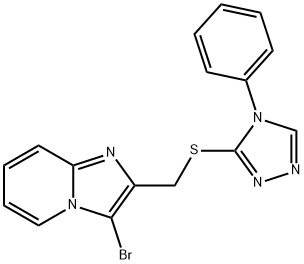 3-bromo-2-(((4-phenyl-4H-1,2,4-triazol-3-yl)thio)methyl)imidazo[1,2-a]pyridine Struktur