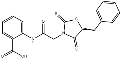 (Z)-2-(2-(5-benzylidene-4-oxo-2-thioxothiazolidin-3-yl)acetamido)benzoic acid Structure