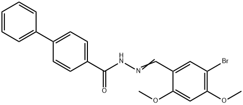 N'-(5-bromo-2,4-dimethoxybenzylidene)-4-biphenylcarbohydrazide Struktur