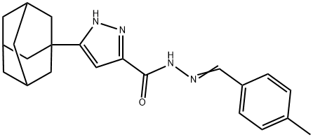 3-((1S,3s)-adamantan-1-yl)-N-((E)-4-methylbenzylidene)-1H-pyrazole-5-carbohydrazide Struktur