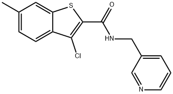 3-chloro-6-methyl-N-(pyridin-3-ylmethyl)-1-benzothiophene-2-carboxamide Structure