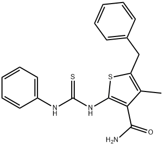 2-[(anilinocarbonothioyl)amino]-5-benzyl-4-methyl-3-thiophenecarboxamide Structure