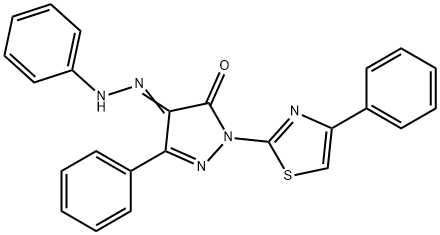 5-phenyl-4-(phenylhydrazono)-2-(4-phenyl-1,3-thiazol-2-yl)-2,4-dihydro-3H-pyrazol-3-one,314290-57-8,结构式