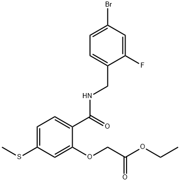 [2-(4-Bromo-2-fluoro-benzylcarbamoyl)-5-methylsulfanyl-phenoxy]acetic acid ethyl ester,314298-04-9,结构式