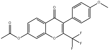 3-(4-methoxyphenyl)-4-oxo-2-(trifluoromethyl)-4H-chromen-7-yl acetate Struktur