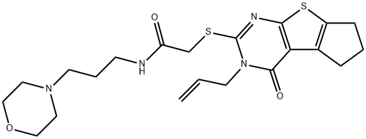 2-((3-allyl-4-oxo-3,5,6,7-tetrahydro-4H-cyclopenta[4,5]thieno[2,3-d]pyrimidin-2-yl)thio)-N-(3-morpholinopropyl)acetamide 结构式