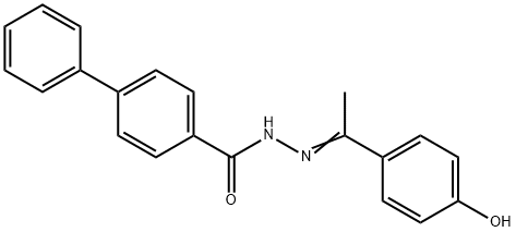 N'-[1-(4-hydroxyphenyl)ethylidene]-4-biphenylcarbohydrazide 化学構造式