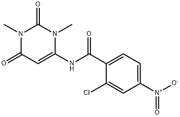 2-chloro-N-(1,3-dimethyl-2,6-dioxopyrimidin-4-yl)-4-nitrobenzamide Struktur