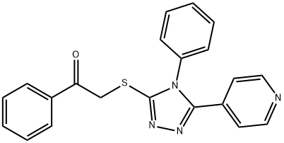 1-phenyl-2-((4-phenyl-5-(pyridin-4-yl)-4H-1,2,4-triazol-3-yl)thio)ethan-1-one Struktur