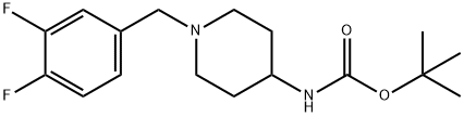TERT-ブチル 1-(3,4-ジフルオロベンジル)ピペリジン-4-イルカルバメート 化学構造式