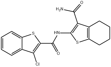 N-(3-carbamoyl-4,5,6,7-tetrahydrobenzo[b]thiophen-2-yl)-3-chlorobenzo[b]thiophene-2-carboxamide Structure