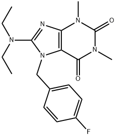 8-(diethylamino)-7-(4-fluorobenzyl)-1,3-dimethyl-3,7-dihydro-1H-purine-2,6-dione Structure