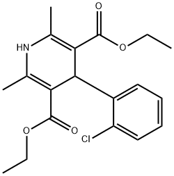 3,5-Pyridinedicarboxylicacid, 4-(2-chlorophenyl)-1,4-dihydro-2,6-dimethyl-, 3,5-diethyl ester 化学構造式