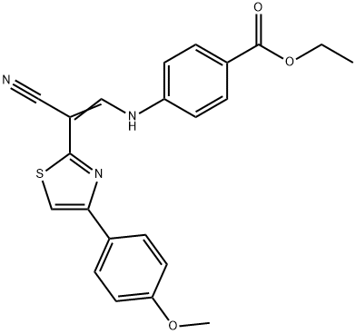 ethyl (Z)-4-((2-cyano-2-(4-(4-methoxyphenyl)thiazol-2-yl)vinyl)amino)benzoate Structure