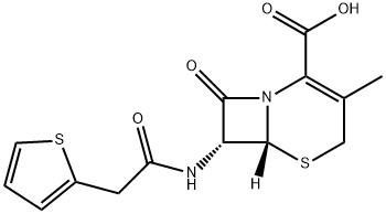 (7R)-3-methyl-8-oxo-7-(2-(thiophen-2-yl)acetamido)-5-thia-1-azabicyclo[4.2.0]oct-2-ene-2-carboxylic acid Structure