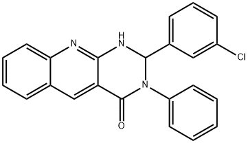 2-(3-chlorophenyl)-3-phenyl-1,2-dihydropyrimido[4,5-b]quinolin-4-one Struktur