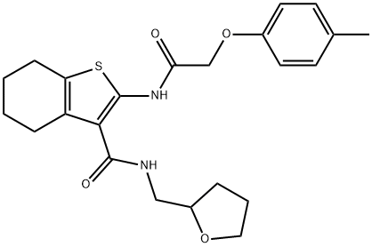 N-((tetrahydrofuran-2-yl)methyl)-2-(2-(p-tolyloxy)acetamido)-4,5,6,7-tetrahydrobenzo[b]thiophene-3-carboxamide Struktur