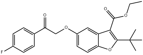 ethyl 2-(tert-butyl)-5-(2-(4-fluorophenyl)-2-oxoethoxy)benzofuran-3-carboxylate Struktur