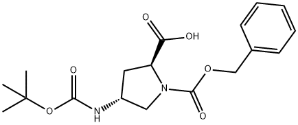 1,2-Pyrrolidinedicarboxylic acid, 4-[[(1,1-dimethylethoxy)carbonyl]amino]-, 1-(phenylmethyl) ester, (2S,4R)- Structure