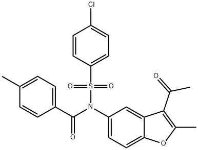 N-(3-acetyl-2-methylbenzofuran-5-yl)-N-((4-chlorophenyl)sulfonyl)-4-methylbenzamide Structure