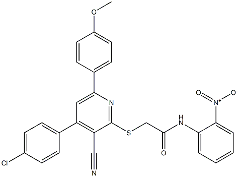 2-[4-(4-chlorophenyl)-3-cyano-6-(4-methoxyphenyl)pyridin-2-yl]sulfanyl-N-(2-nitrophenyl)acetamide,444157-51-1,结构式