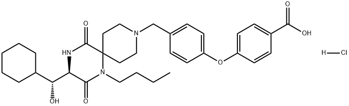 Benzoic acid, 4-[4-[[(3R)-1-butyl-3-[(R)-cyclohexylhydroxymethyl]-2,5-dioxo-1,4,9-triazaspiro[5.5]undec-9-yl]methyl]phenoxy]-, hydrochloride (1:1)|Hydrochloride