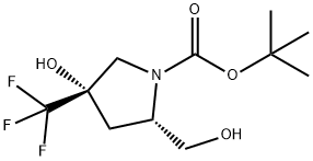 (2S,4S)-叔-丁基 4-羟基-2-(羟甲基)-4-(三氟甲基)吡咯烷-1-甲酸基酯 结构式