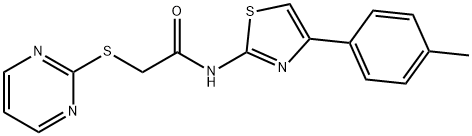 N-[4-(4-methylphenyl)-1,3-thiazol-2-yl]-2-pyrimidin-2-ylsulfanylacetamide 化学構造式