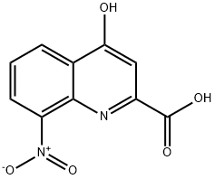 4-Hydroxy-8-nitro-quinoline-2-carboxylic acid 化学構造式