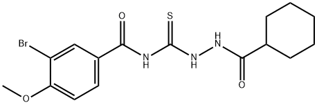 3-bromo-N-{[2-(cyclohexylcarbonyl)hydrazino]carbonothioyl}-4-methoxybenzamide 结构式