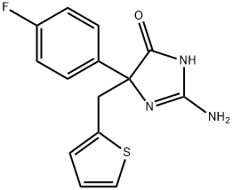 2-amino-5-(4-fluorophenyl)-5-[(thiophen-2-yl)methyl]-4,5-dihydro-1H-imidazol-4-one, 512190-96-4, 结构式