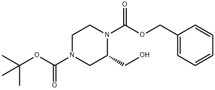 (2S)-2-(ヒドロキシメチル)ピペラジン-1,4-二カルボン酸1-ベンジル4-TERT-ブチル 化学構造式