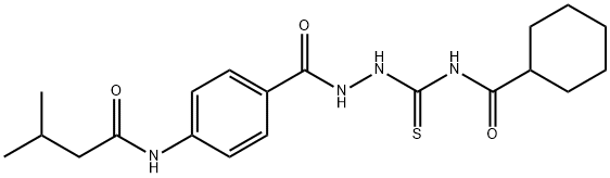 N-[(2-{4-[(3-methylbutanoyl)amino]benzoyl}hydrazino)carbonothioyl]cyclohexanecarboxamide Structure