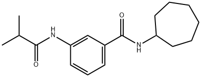 N-cycloheptyl-3-[(2-methylpropanoyl)amino]benzamide 化学構造式